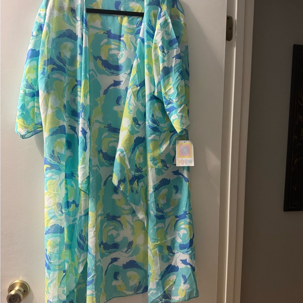 LuLaRoe Vibrant Blue and Green Kimono